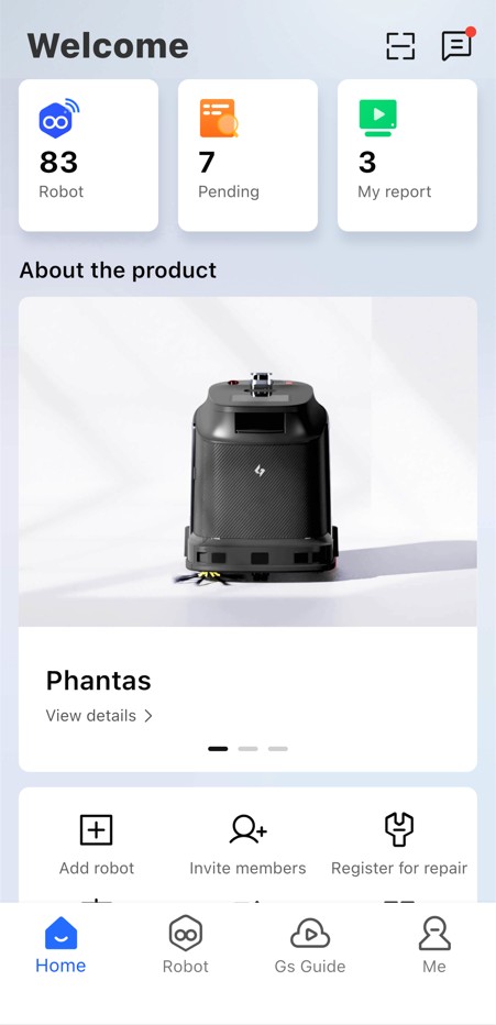 Application mobile de pilotage robot de nettoyage autonome avec cartographie et suivi en temps réel